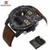 NAVIFORCE Leather Men's Quartz Analog Digital Wristwatch Waterproof Military Army LED Outdoor Sport Watches