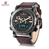 NAVIFORCE Men's Classic Sport Military Analogue Digital Quartz Watch with Leather Strap 