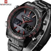 NAVIFORCE Men's Military Sports Full Steel Analog Quartz Digital Watch for Men 